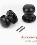 10 Pack Classic Closet Dummy Door Knobs, Non Turning, Single Side Surface Mounted, Black Interior Doorknobs with installation screws