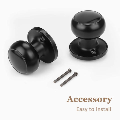 10 Pack Classic Closet Dummy Door Knobs, Non Turning, Single Side Surface Mounted, Black Interior Doorknobs with installation screws