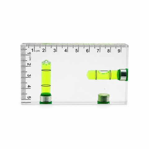 RuiJOTWAT Clear Magnetic Spirit Level Dual Direction Mini Spirit Level Tool For Carpentry Diy Projects with measurement markers.