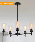 Chandelier with clear cylinder glass lampshades, 6-pack for fixtures. Six Pack Clear Glass Lampshades Set For Pendant Lights