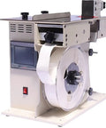 Hot Two In One Automatic Right Angle Labeling And Peelable Label Machine With Fast Touch Screen Control Stainless Steel Body side view with label roll.