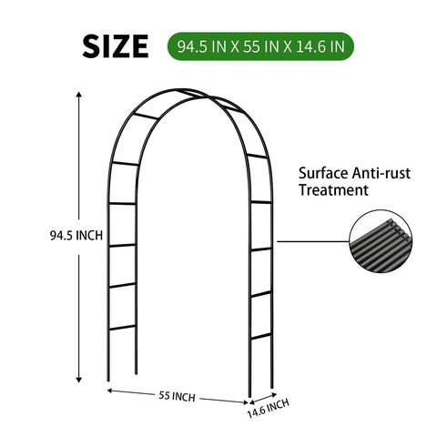 Iron Pergola Garden Arbor For Weddings And Backyards, 7.9 Feet High By 4.6 Feet Wide with anti-rust treatment