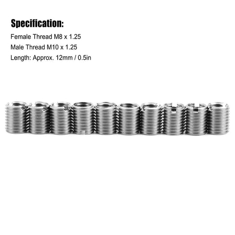 Stainless Steel Slotted Sleeve Screw Repair Kit 10 pcs insert nut with male thread for aviation automotive electronics machinery
