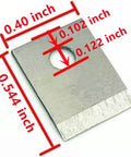 Close-up of RJ45 Pass Through Crimp Tool Replacement Blades 5 Pack 8 Pin Cavity Heavy Duty Steel, showing size measurements in inches