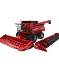 Case IH 8240 Big Farm One Six Scale Combine with grain and corn heads, lights, and movable auger for realistic farm play.