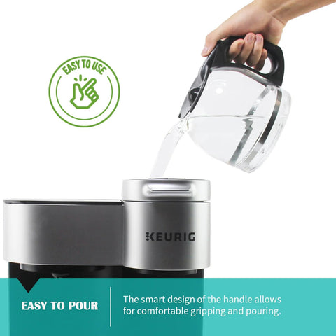 12-cup glass replacement coffee carafe for KEURIG K-DUO, clear glass with black handle