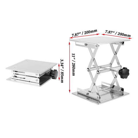 2 Pack 8 Inch Lab Jack Scissor Stand Made From Stainless Steel sturdy lab lift table platform, height 85-280mm, supports 15 kg