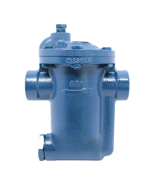Inverted Bucket Steam Trap Valve With Auto Drain DN20, 881F 681F Series, visible in blue metal, front view of valve