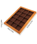 Premium Walnut Wood Jewelry Tray With 15 Grid Compartments, organized layout showing dimensions and compartments for jewelry.