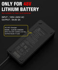 Straight Up Fast 54.6V 2A Ebike Charger For 48V Lithium Battery Quick Charge Adapter, showing detailed specifications and safety certifications.