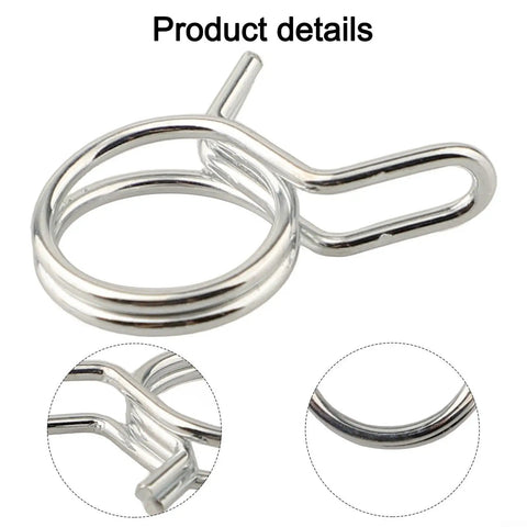 Double Wire Hose Clamp Kit 150 Pack High Carbon Spring Steel Constant Tension Seal For Auto Fuel Air Water Lines Durable Stainless Band Heavy Duty Repair Tool, close-up clamp