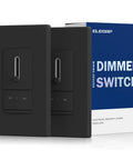 Super Slick Slide Dimmer Switch For Led And Cfl Bulbs Single Pole Or Three Way Control Matte Black 2 Pack in packaging.
