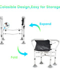 Heavy Duty Toilet Safety Frame With Suction Cups and Anti Slip Handrails, foldable design, adjustable width, carbon steel.