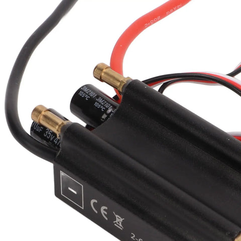 Beefed Up Brushless ESC 50A Water Cooled Bidirectional Electronic Speed Controller close-up of connectors and wires