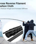 Ultralight Carbon Fiber Telescoping Tarp Poles for Tent Awning and Canopy demonstrating strength with two people holding a water jug.