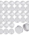 36 Pack Silver Aluminum Seal Screw Caps for Round Steel Tins with Plastisol PE Liner, 30mm/1.2in x 13mm/0.5in Thick