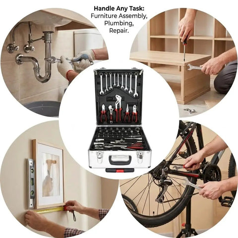 Center image of 899-Piece Rolling Tool Cart With Four Removable Trays, Portable Tool Chest On Wheels For Home Repairs And Auto Garage