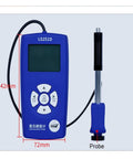 Pro Grade Portable Digital Hardness Tester For Metal Steel And Alloys Built Tough With A Smart 360 Impact Sensor showing display and probe.