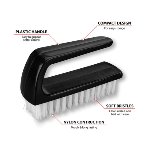 Ergonomic Nail Brush With Easy Grip Handle And Tough Nylon Bristles That Blast Dirt, ideal for grime busting.
