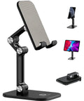 Adjustable Height Folding Phone Stand For Desk Go To Desk Buddy Hands Free Viewing Sturdy Tilt Lock Fits 4.7 To 13 Inch Phones And Tablets