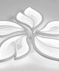 Five Leaf LED Ceiling Light with Remote Control for Living Room, 23.6-Inch Lit Flush Mount Chandelier with Acrylic White Leaves