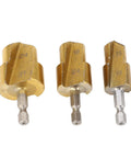 Heavy Duty Three Pc Ppr Pipe Reamer Set With High Carbon Steel Step Drill Bits For Expanding Holes In Pv And Plastic Pipes Featuring 19Mm 24Mm And 31Mm Hex Shank Sizes For Tough Jobs, three brass drill bits