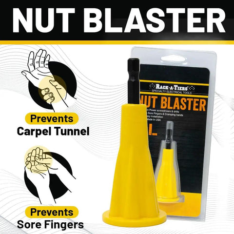 Nut Blaster XL Five Eighths Inch Opening Wire Nut Twister Universal Wire Nut Driver Drill Attachment With One Quarter Inch Hex Shank Durable Delrin Plastic And Steel Shaft