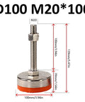 Heavy Hitter Adjustable Leveling Feet Solid As A Rock Carbon Steel Floor Shims with M20 thread, 100mm height, non-slip pad.
