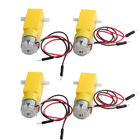 4 Pack DC TT Gearbox Motors That Run On 3 To 6V Dual Shaft Geared Motors For Arduino Smart Cars And DIY Robots 200 RPM With 1 To 48 Reduction High Torque Tiny Motors For Microcontroller Projects