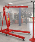 Built Different 2 Ton Folding Engine Hoist Paired With 3 4 Ton Under Hoist Support Stand showcasing adjustable boom.