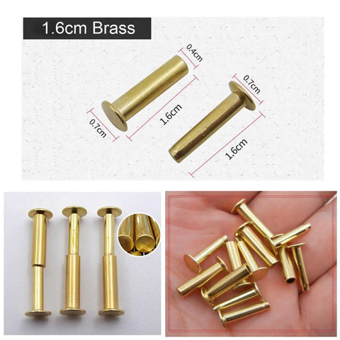 Must Have Brass Knife Handle Rivet Kit For Kitchen Knives 9 Pairs Five Sixteenths By One Half Inch Brass Fixing Pins Display
