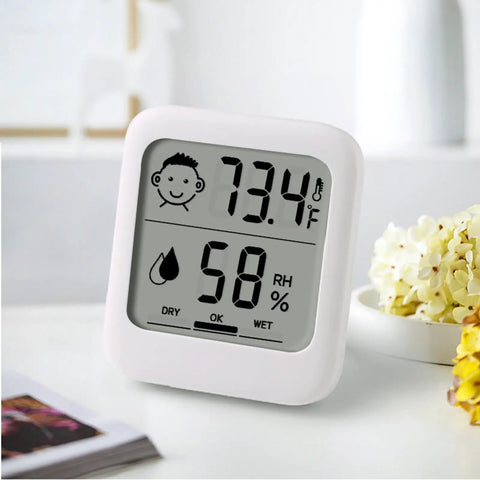 All In One Digital Thermometer And Hygrometer With Comfort Face Display For Home Health White No Fuss Unit With Stand Or Wall Hanging Magnetic Back Easy Read Temperature And Humidity Ideal For Infectious Disease And Heat Stroke Prevention, white plastic