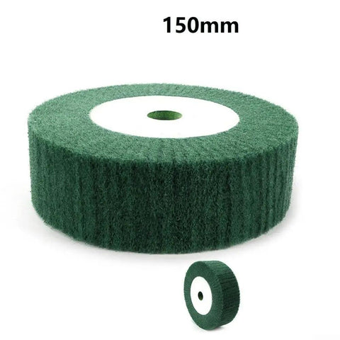Green 6 Inch Non Woven Nylon Flap Wheel Disc 320 Grit Abrasive Buffing Tool For Metal Polishing Rust Removal