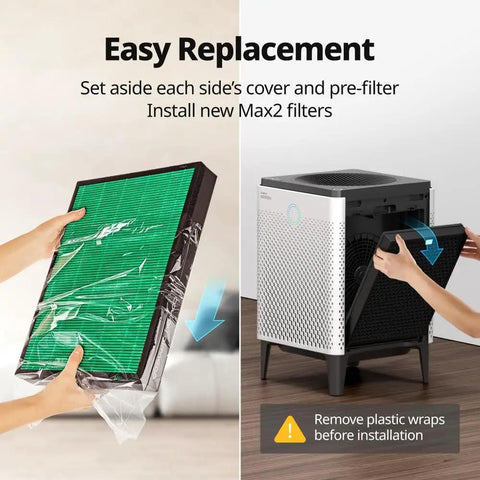 Person installing Airmega 300 And 300S Replacement Filter Set For Large Rooms Up To 1256 Sq Ft With HEPA And Activated Carbon Filters