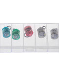 5 Pack LED Fishing Lights For Deep Water Drops in transparent case displaying water-activated lights in assorted colors