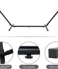 Double Hammock With 9 Ft Space Saving Steel Stand Includes Carrying Case Weather Resistant Cotton Super Cozy Easy Setup Holds Up To 450 Lbs