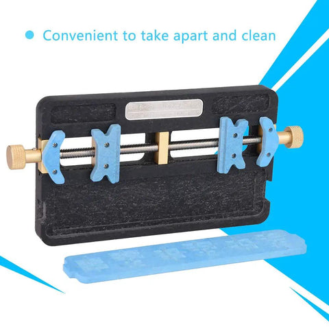Dual Slot PCB Soldering Holder And Circuit Board Clamp Stand, Pro Grade Heat Resistant Steel with convenient cleaning feature.