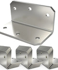 Heavy Duty L Bracket Corner Brace Set 4 Inch Galvanized Steel L Angle Iron 15 Pieces For Wood Furniture Frames Fences Docks