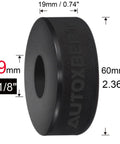 Side view of Heavy Duty Bottle Jack Pad Adapter Rubber With 29mm Hole And 1 1/8 Inch Recess On Bottom Jacking Point, Universal Fit For 5 To 6 Ton Bottle Jacks, Prevent Slippage And Car Damage During Lifts, showing dimensions.