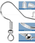 Sterling Silver Earring Hooks Set For DIY Jewelry Making, 60 Pairs, 120 Pieces, Fish Hooks Ear Wires, Hypoallergenic Findings