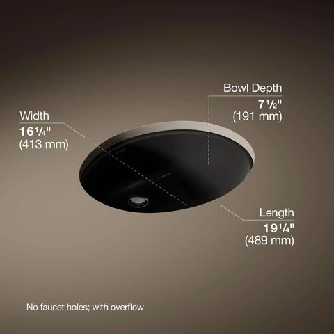 Caxton Oval Undermount Bathroom Sink With Sleek Easy-To-Clean Design And Timeless Style dimensions and black finish