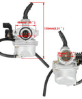 PZ19 19mm Carburetor Kit For Tao Tao ATVs And Dirt Bikes 50cc 70cc 90cc 110cc 125cc with dimensions and hoses