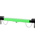 Rock Solid Heavy Duty Floor Jack Cross Beam Adapter With Beefy Steel Build For Zero Wiggle Lifts Adjustable Shop Crane Support Bar With Thick Grip Pads 4000 Pound Capacity, showing green steel frame with grip pads.