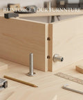 Heavy Duty Dual Thread Furniture Connector Bolt For Cabinet Assembly And Repair in a flat pack setup scene