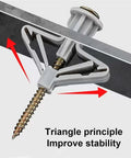 Self Drilling Drywall Anchors Kit With 100 Pieces Plastic Nylon Anchors And Yellow Zinc Plated Carbon Steel Screws No Pre Drill Install Easy Wall Mounts Durable Heavy Duty Fasteners For Home And Office DIY Projects triangle wall anchor close-up