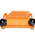 Heavy Duty ABS Nylon Featherboard That Keeps Kickback In Check And Grips Workpieces Rock Solid On Table Saws Band Saws Router Tables, orange clamp with black knobs.