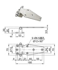 Beefy 304 Stainless Steel Heavy Duty Hinge With Bearings For Flat Doors On Refrigerated Trucks And Industrial Equipment Use One Piece Easy Install Durable Security Mounting Holes, 180mm