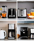 Kitchen appliances with 16 Piece Self Adhesive Caster Wheels For Kitchen Appliances And Small Storage Boxes Black on display
