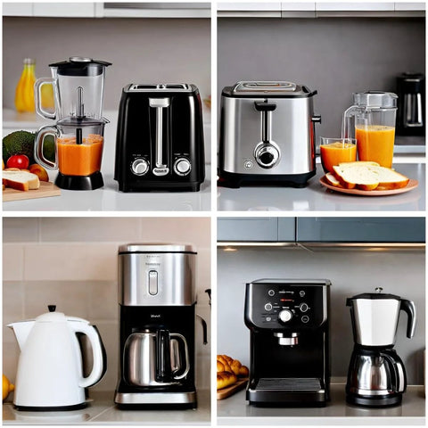Kitchen appliances with 16 Piece Self Adhesive Caster Wheels For Kitchen Appliances And Small Storage Boxes Black on display