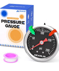Stainless Steel Liquid Filled Pressure Gauge WOG 0-200 PSI, 1/8 NPT, 1.5 Inch Dial, Back Mount with packaging and tape